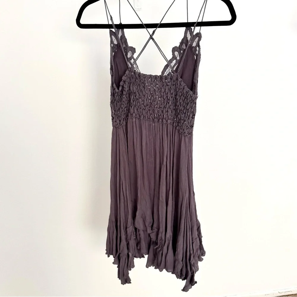 Free People soft Lace Crinkle Dusty Purple Dress Medium - Picture 5 of 7
